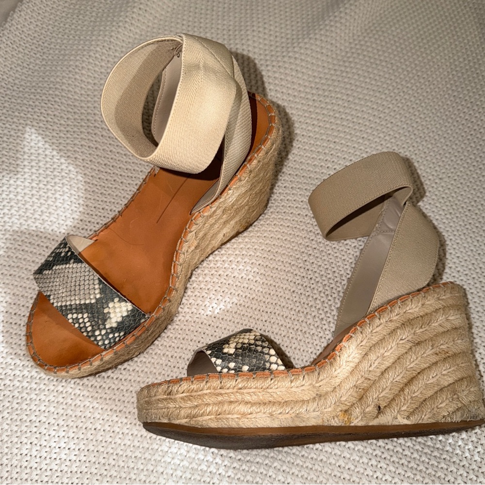 Dolce Vita Pavlin Espadrille Wedge Sandals with Snakeskin Strap